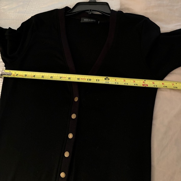 Snap Button Down Ribbed Cardigan Black Size S - Picture 8 of 10